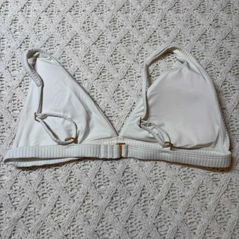 L*Space Ribbed Triangle Bikini Top – White Women’s Size M‎ - NWOT